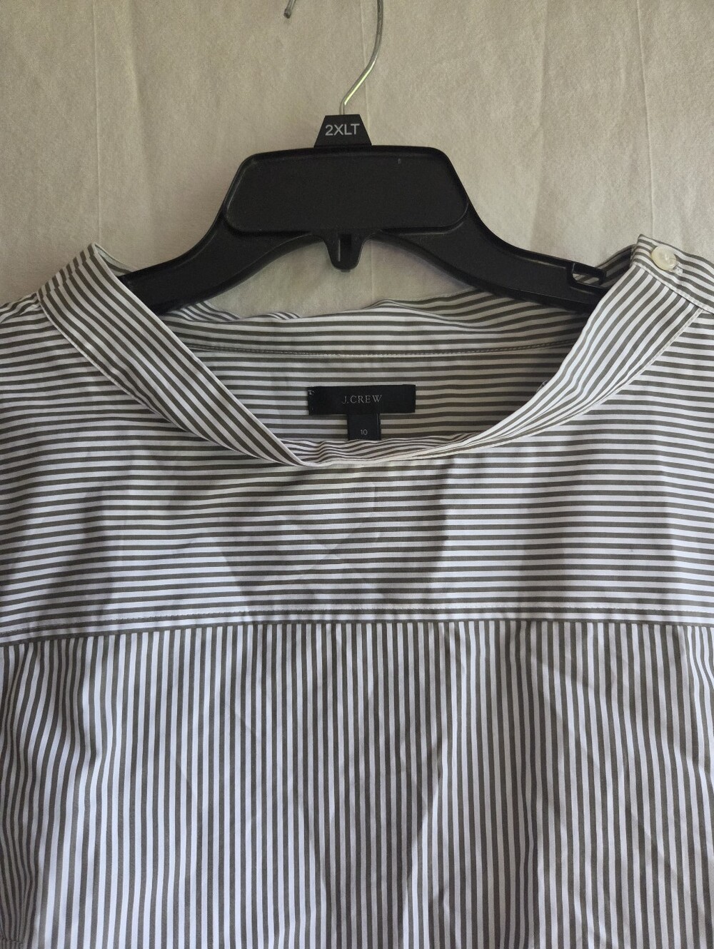 J Crew Womens Size 10 Top Blouse Cotton Boatneck Striped Buttons Office Siren - Picture 2 of 6